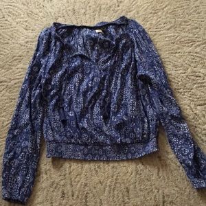Hollister Blue Long Sleeve Blouse